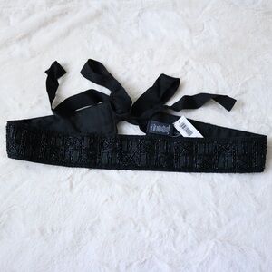 Banana Republic Black Beaded Tie-On Statement Belt